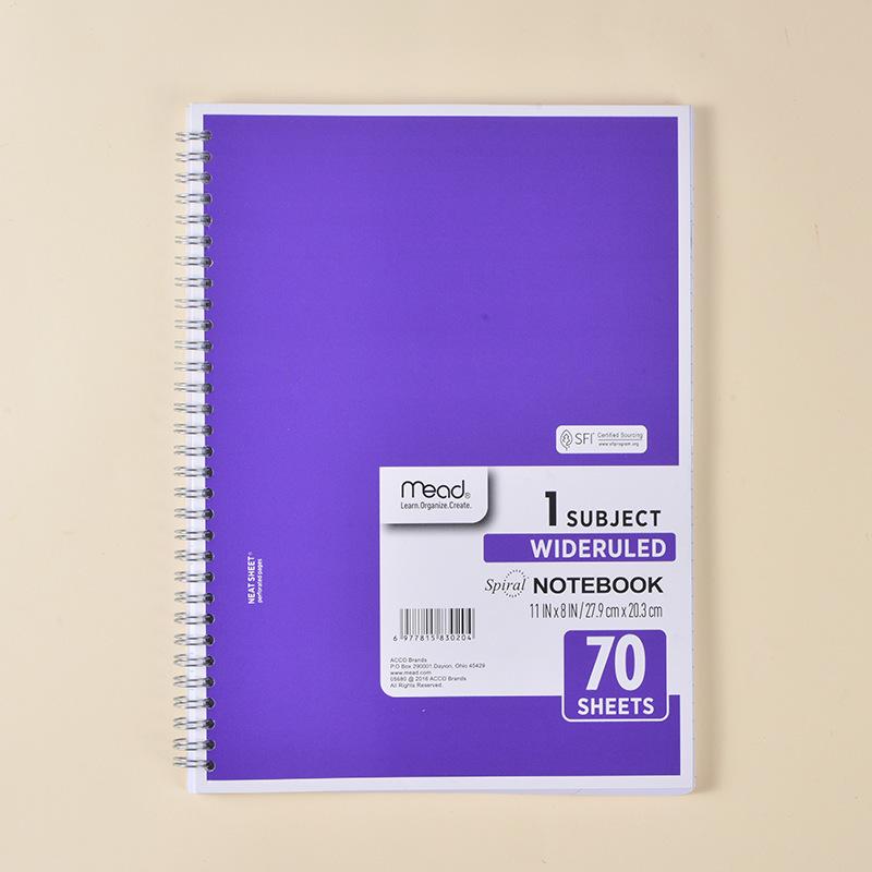 In-Stock Cross-border Spiral Lined Notepad 279x203mm фиолетовый