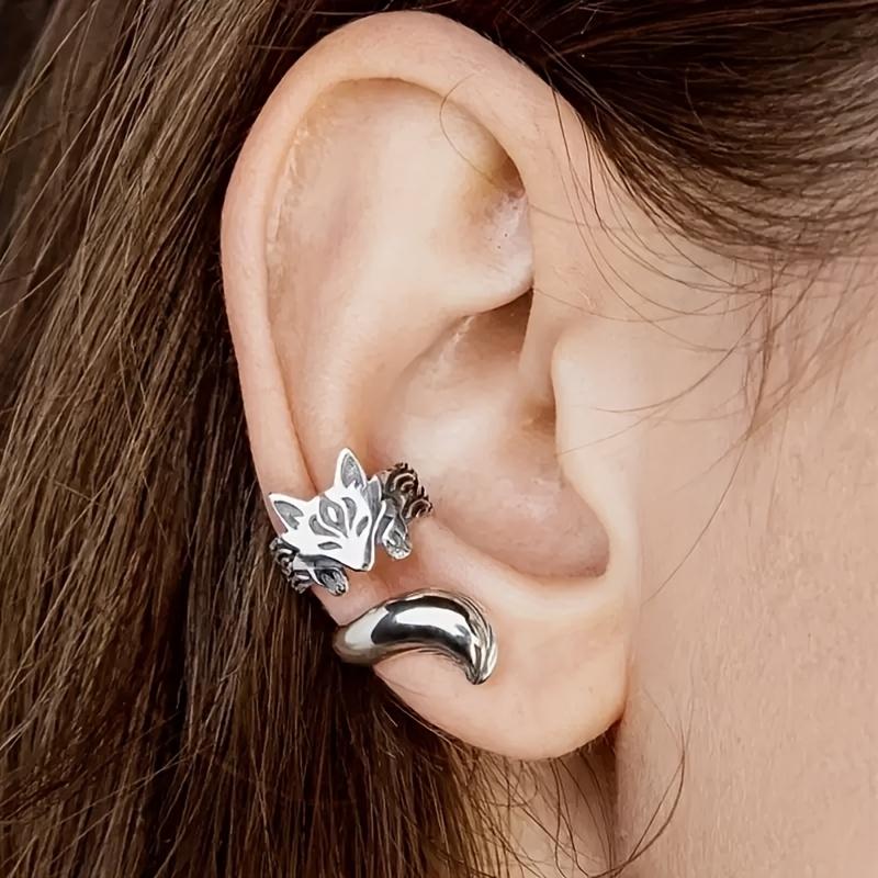 Pair Original Hip-hop Cute Fox No Piercing Ear Bone Clips Earrings No Fading, No Allergies, Fashion Jewelry