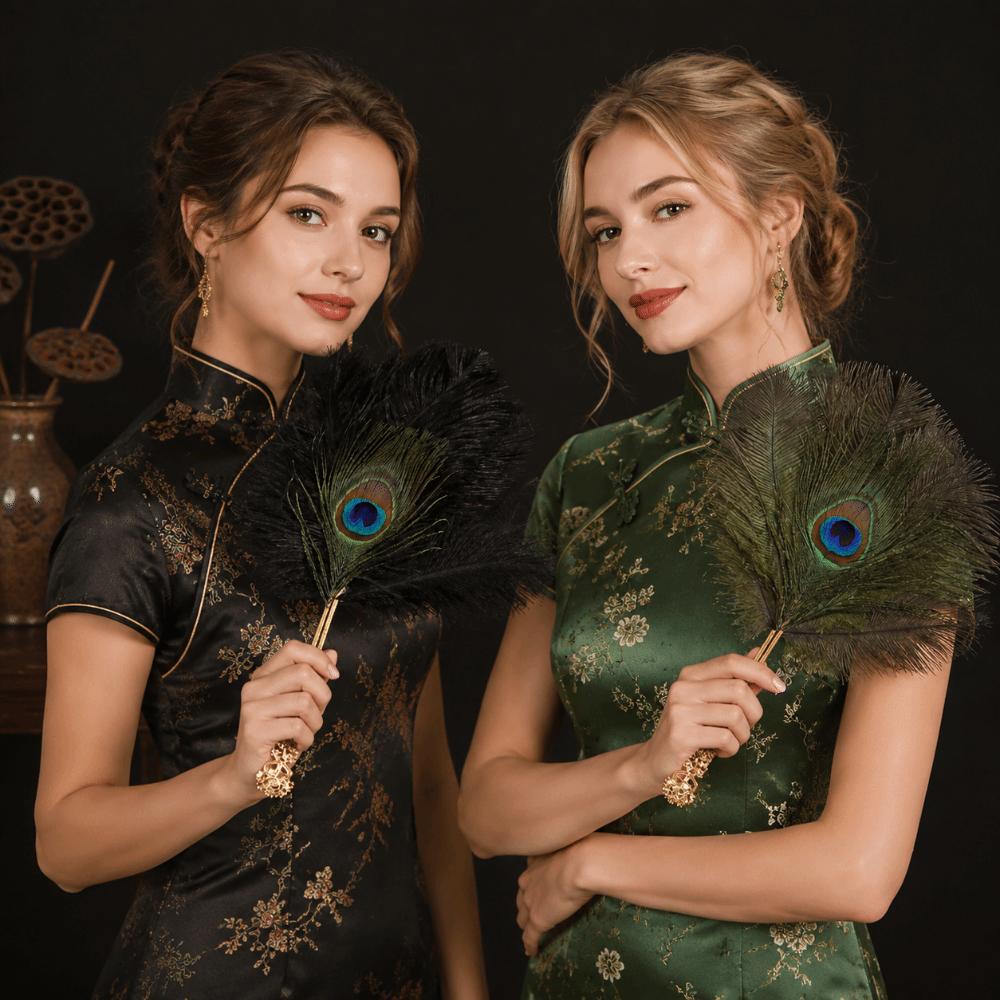 Chinese Style Ostrich Feather Fan Portable Elegant Handheld Fans Dance Hand Fans Lady Dance Props