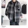 Men's Plaid Tweed Jacket Casual Button Down Shacket Coat Long Sleeve Loose Fit Streetwear Autumn Winter Fashion Outerwear