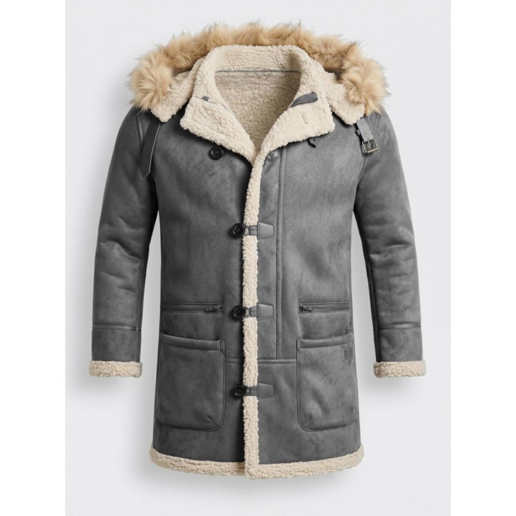 Men's Winter Thickened Hooded Suede Jacket, European American Street Style Outerwear for Cross-border