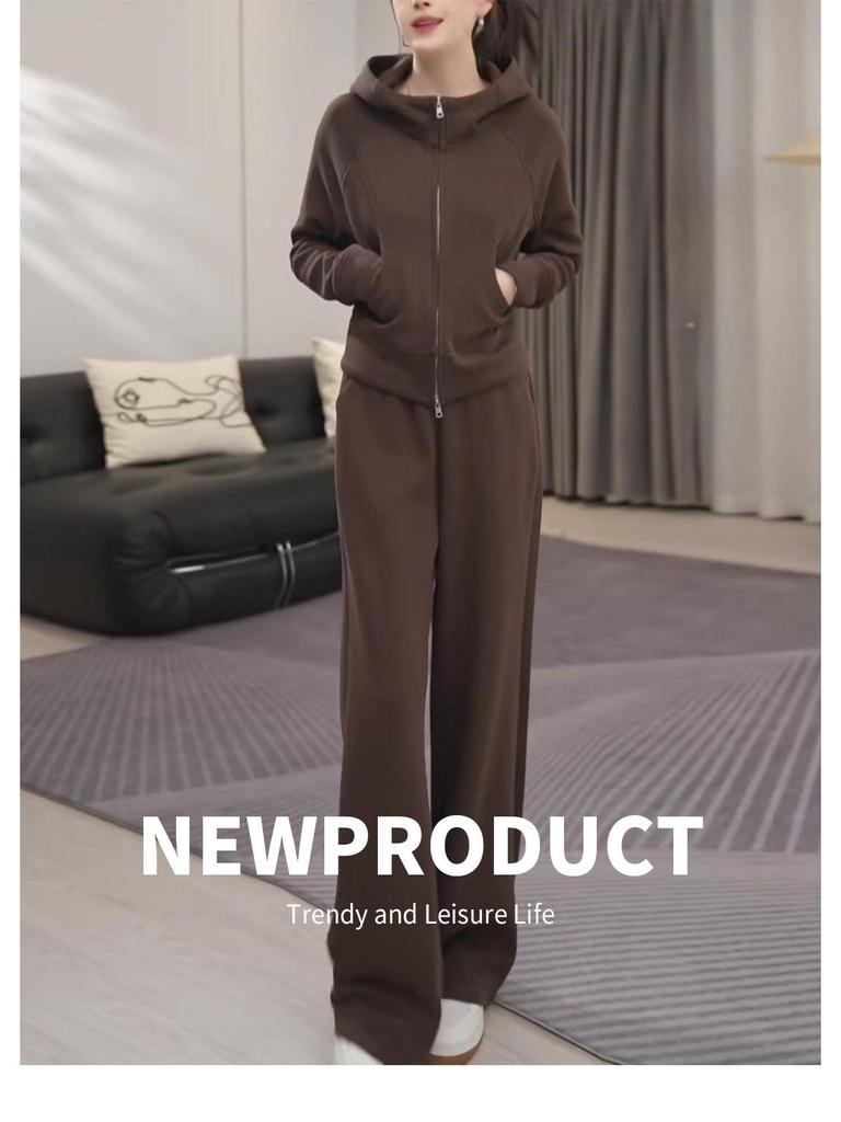 Chic European Casual Sports Set for Women: Autumn/Winter 2025 - High-End Wide-Leg Pants Two-Piece Outfit