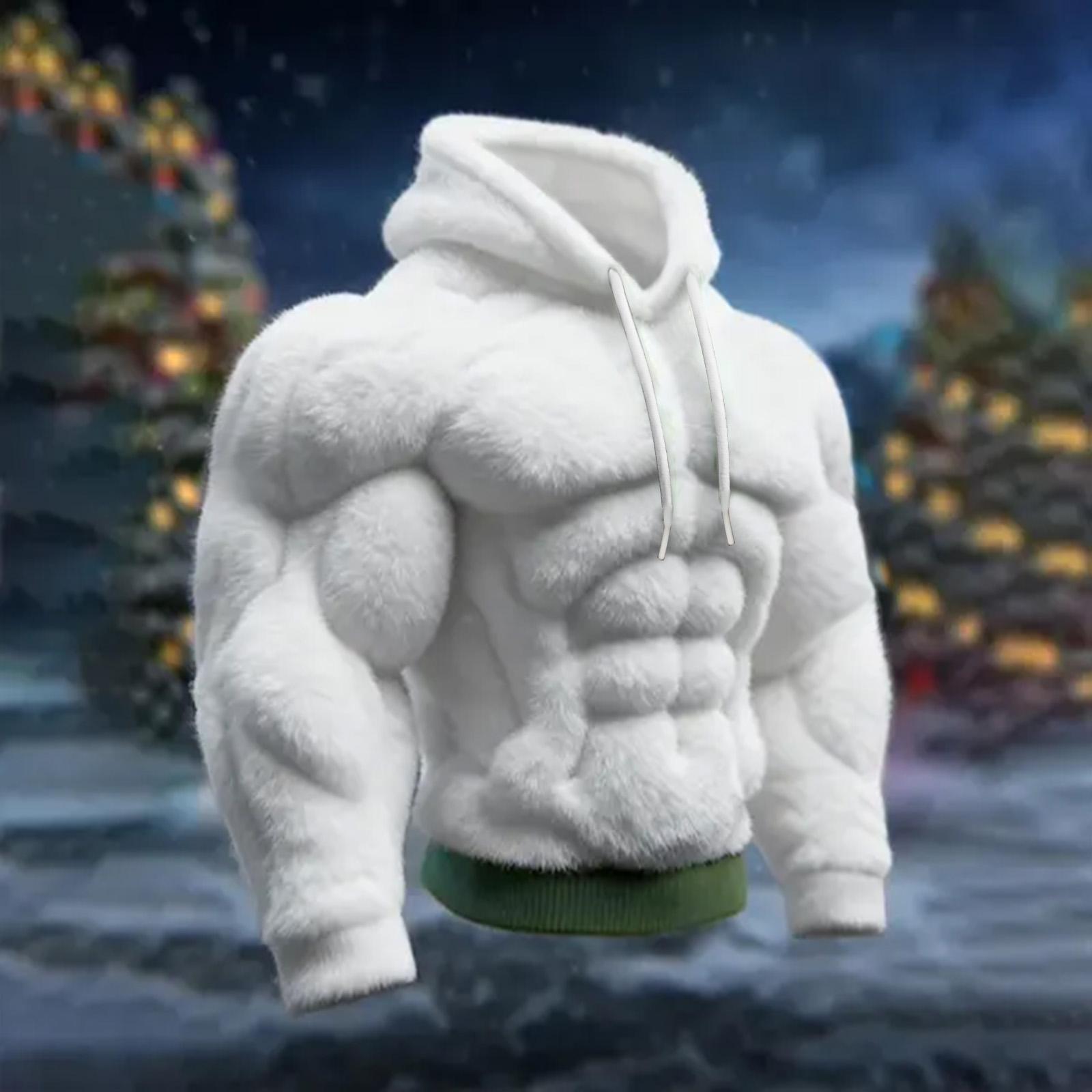 

Мужской рождественский мускулистый уродливый принт, повседневный спортивный худи с длинным рукавом XL белый