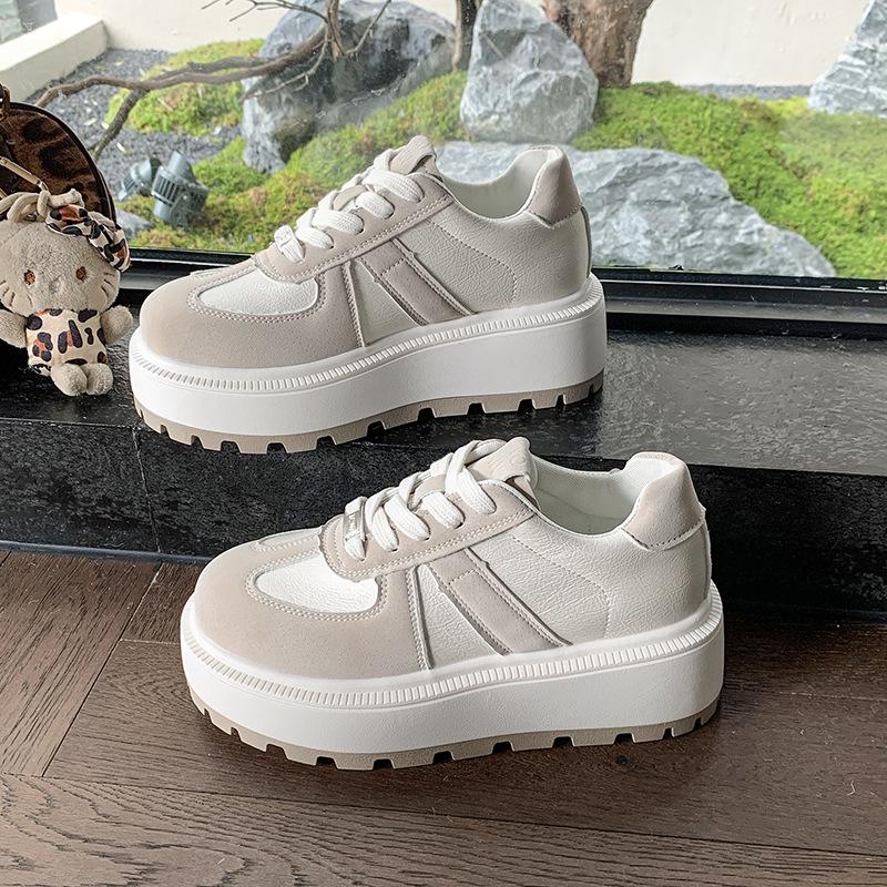 

Small thick-soled muffin shoes for women in the spring of 2025, new models showing feet, moral training shoes, versatile sports and leisure board shoe 40 хаки