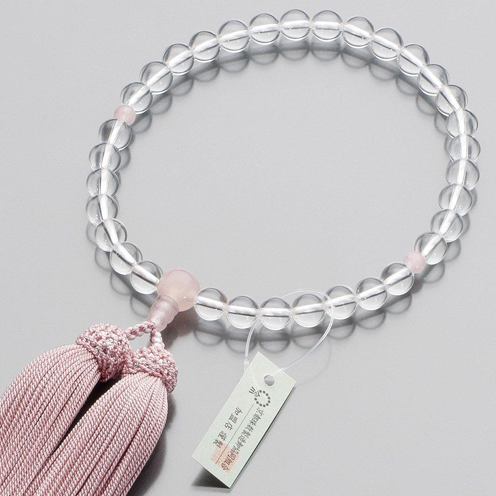 Buddhist Altar Shop Takita Shoten Kyoto Prayer Beads for Women Genuine Crystal Red Quartz 8mm Beads Pure Silk Tassel Comes with Bead Bag Can Be Used
