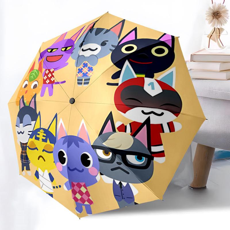 1pc Animal Crossing Automatic Open/close Folding Portable Umbrella with 8-Rib Structure for Women/Men, All-Season Use 132