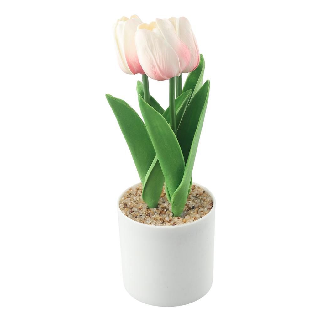 Artificial Tulip Flowers In Pot, Faux Potted Plants For Home, Office, Wedding, Party And Garden Decorations Potted Tulip Plants