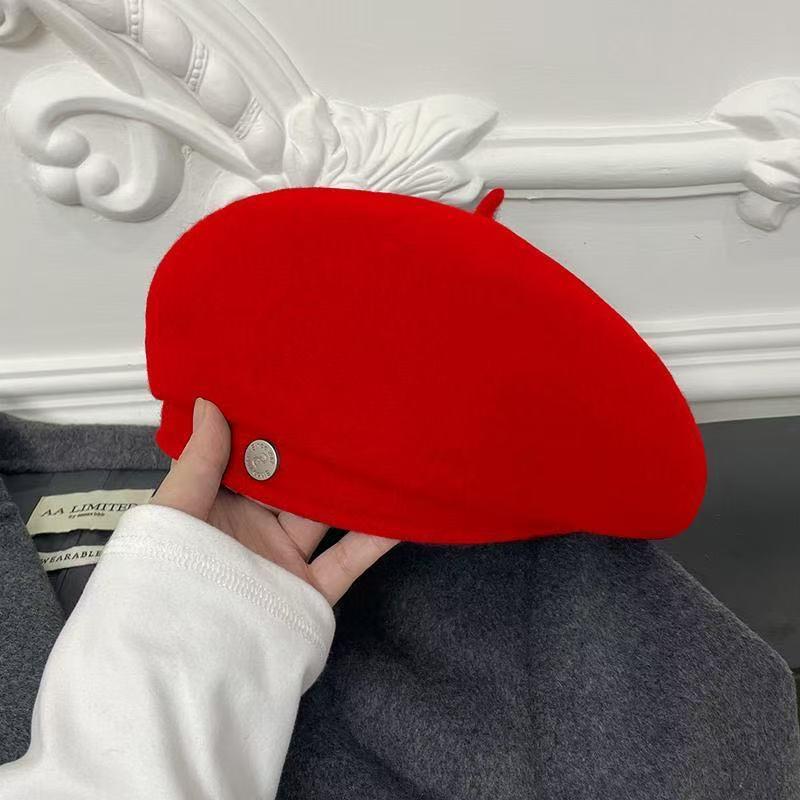2023 Women's Large Wool Felt Beret - Autumn/Winter Korean Style Warm Influencer Painter Hat