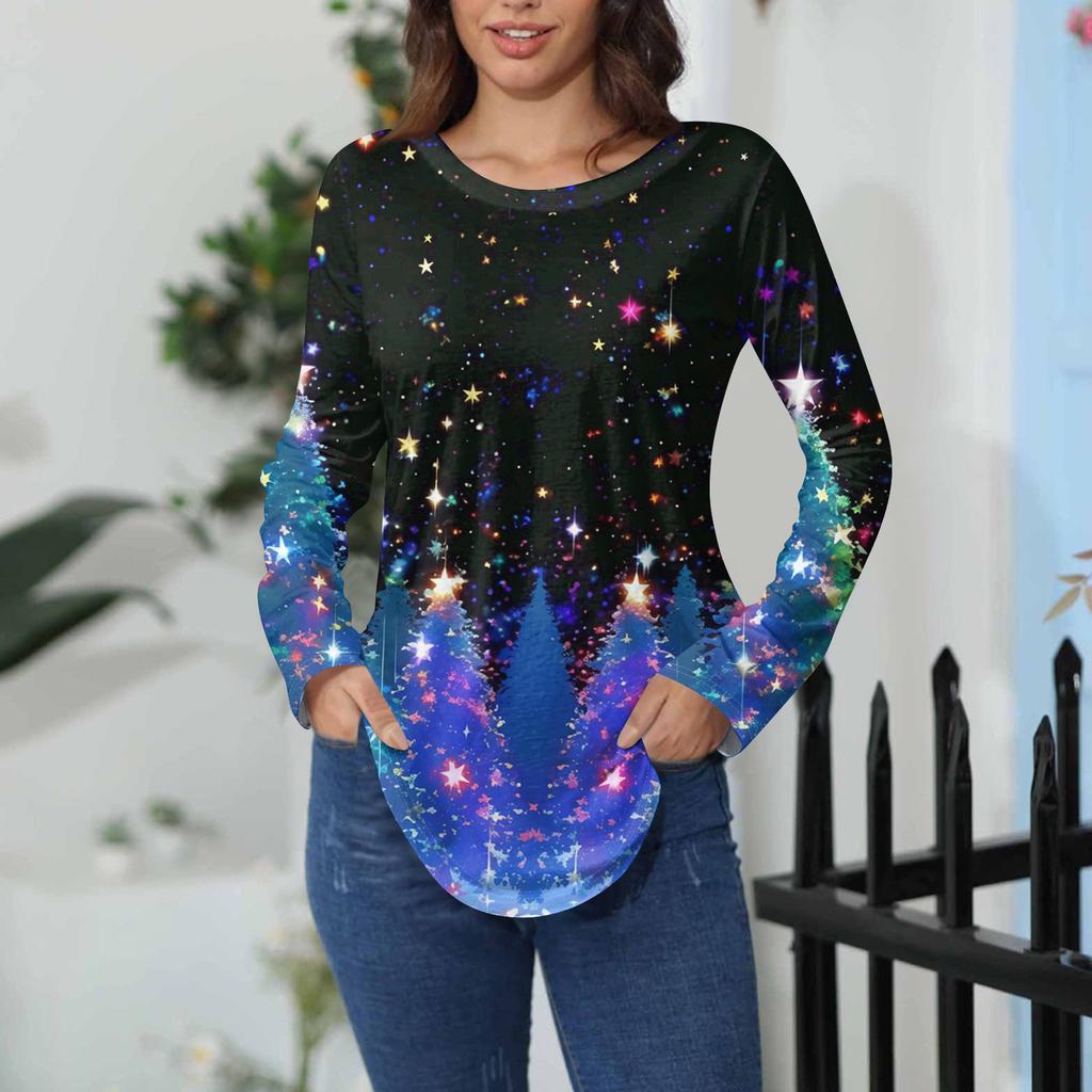 Tee Shirts For Women Fall Casual Long Sleeve Shirts Sweatshirt Vintage Graphic Printing Top Pullover Valentine's Day