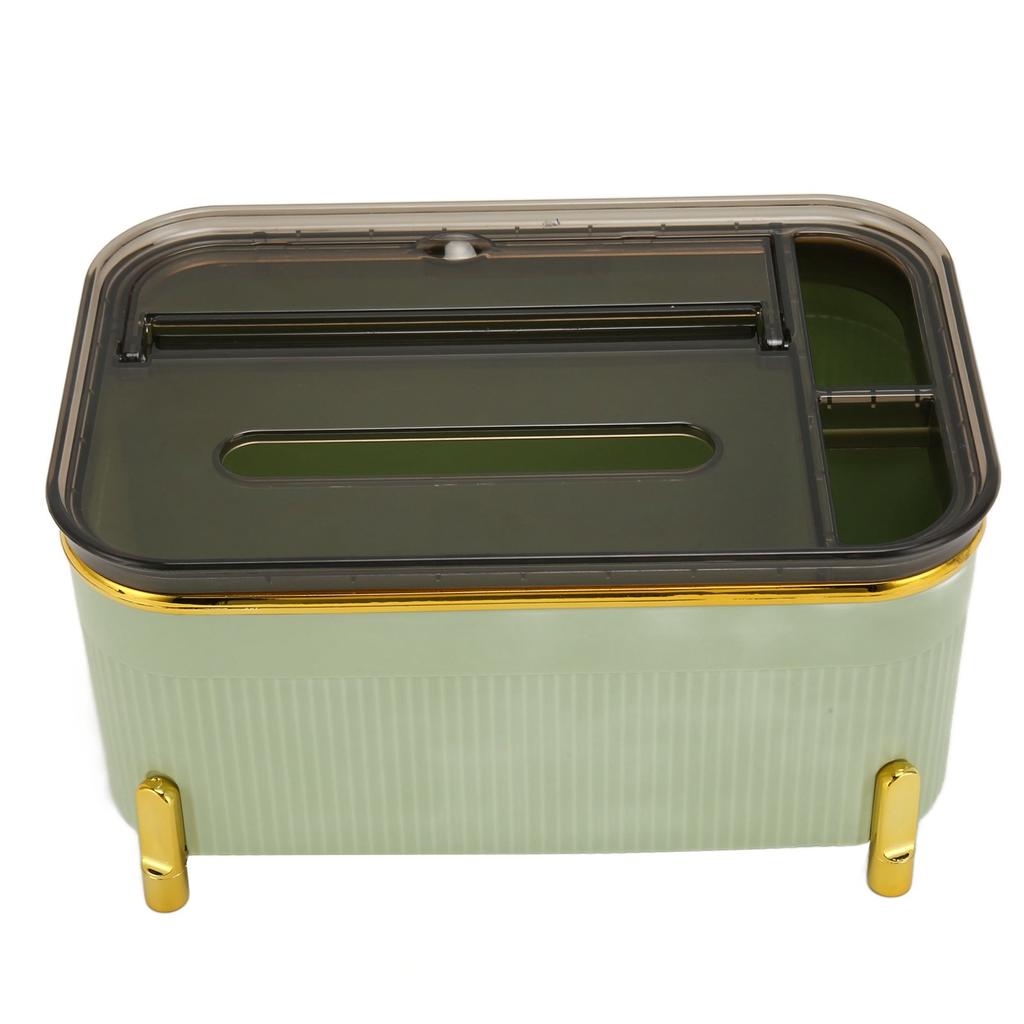 Tissue Box Holder with Storage Raised Bottom Multi Purpose Tissue Box Organizer for Pens Smartphones