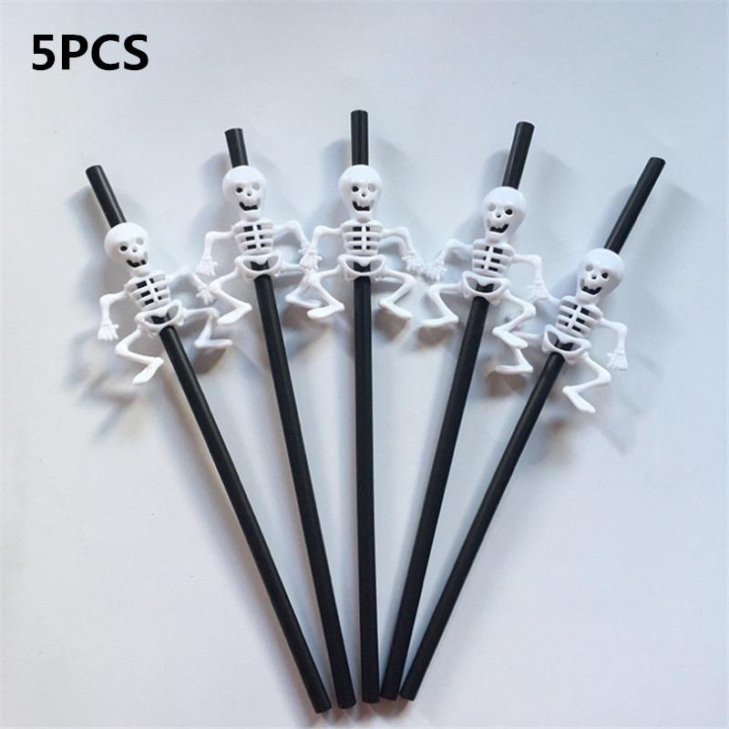 

5pcs Halloween Pumpkin Straw Ghost Straws Halloween Decoration Straws Party Supplies Halloween Decorations for Home