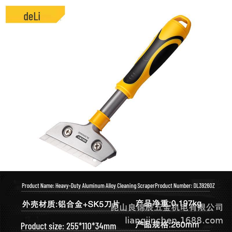 Deli Tools Heavy Duty Aluminum Alloy Scraper for Tile and Glass Stains DL359260 360Z