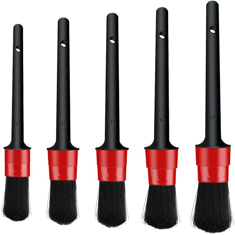 5Black SetPPSilk Cleaning Brush Car Beauty Tools Interior Detail Brush Air Conditioning Vent Gap Brush Detail Brush