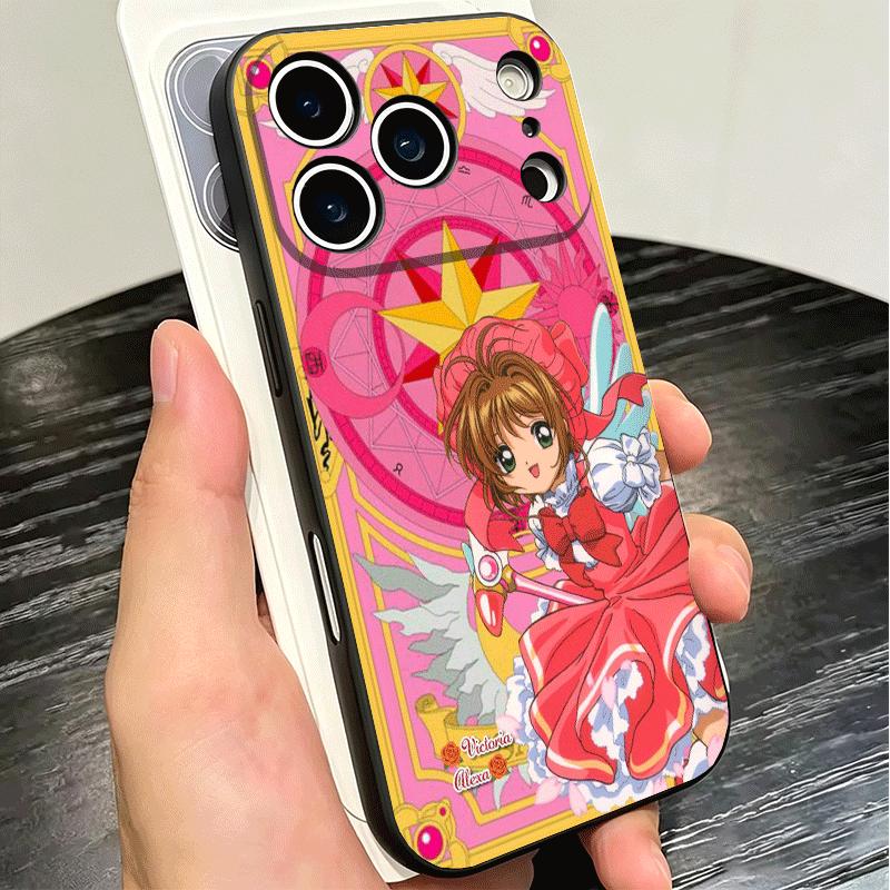 Cardcaptor Sakura Cute Girl Soft Phone Case for iPhone 16 16E 17 Air 15 Pro Max 14 Plus 13 Mini 11 12 7 Black Cover Back Shell