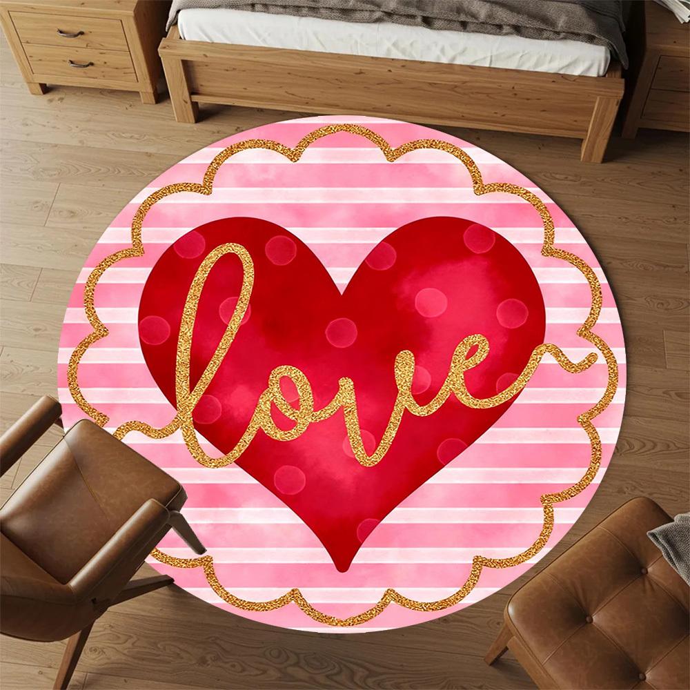 1pc love heart Round Chair mat office Area Rug - Non-Slip, Floor Mat for Office, Bedroom, Ideal home decor gift p0105037