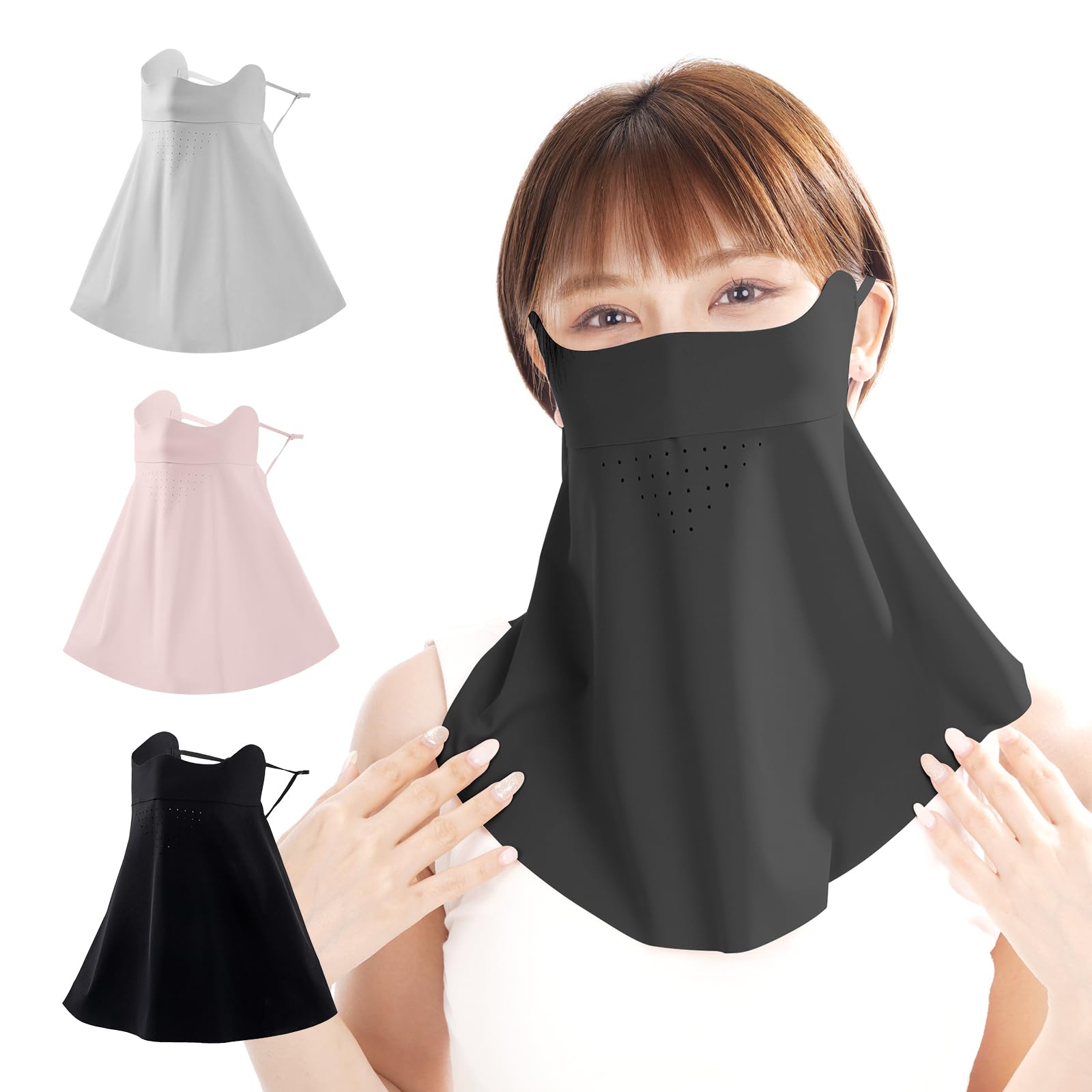 

MIZIKIRIN Охлаждающая защита лица от солнца для лица Новинка для лета 2025 30 дышащих отверстий для комфортной защиты от УФ-лучей Одинарная для гольфа на открытом воздухе Накидка, Маска,