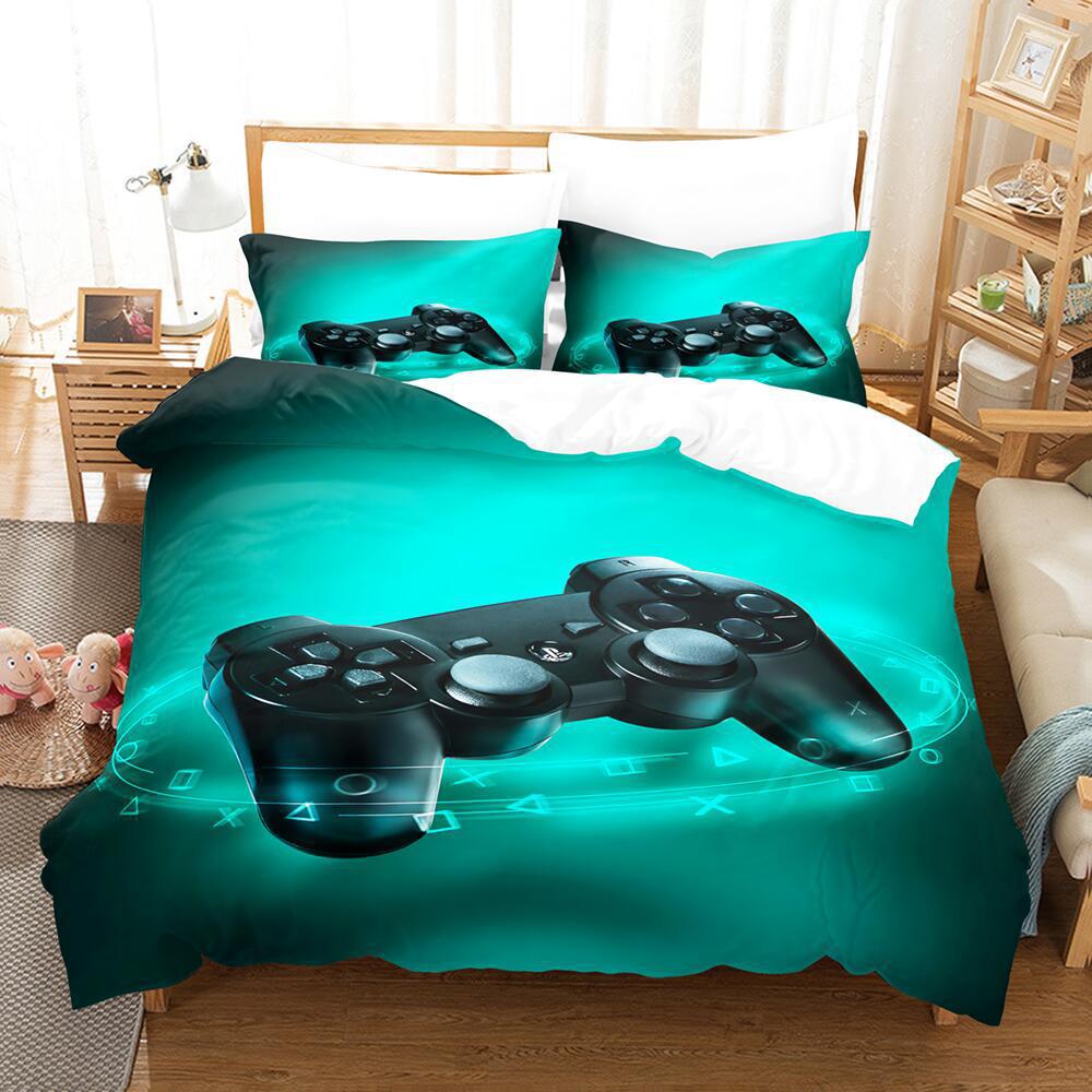 Cartoon Animation Digital Printing Keyboard Gamepad Bedding Three-Piece Microfiber Polyester Cotton Duvet