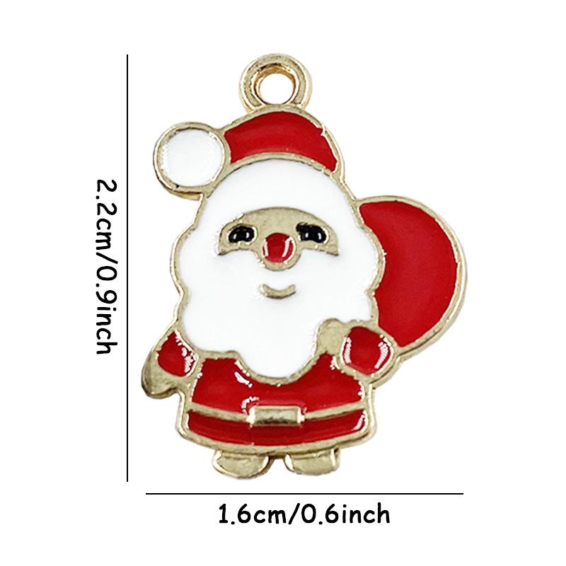 10pcs Bell Xmas Tree Enamel Pendant Santa Snowflake Charms DIY Christmas Gift Necklace Bracelet Accessories Party Supply