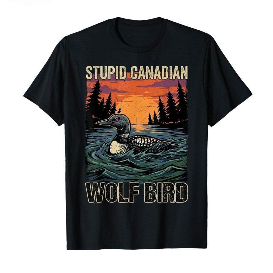 Summer 2026 New Silly Canadian Wolf Bird Print Tshirt High Quality Fashion Casual Breathable Mens Crew Neck Print Tshirt M