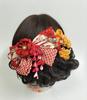 Craft Traditional Japanese Hair Flower and Wisteria Kimono Red Chirimen Fabric Tsumami-zaiku Kit Ornament, Ribbon,