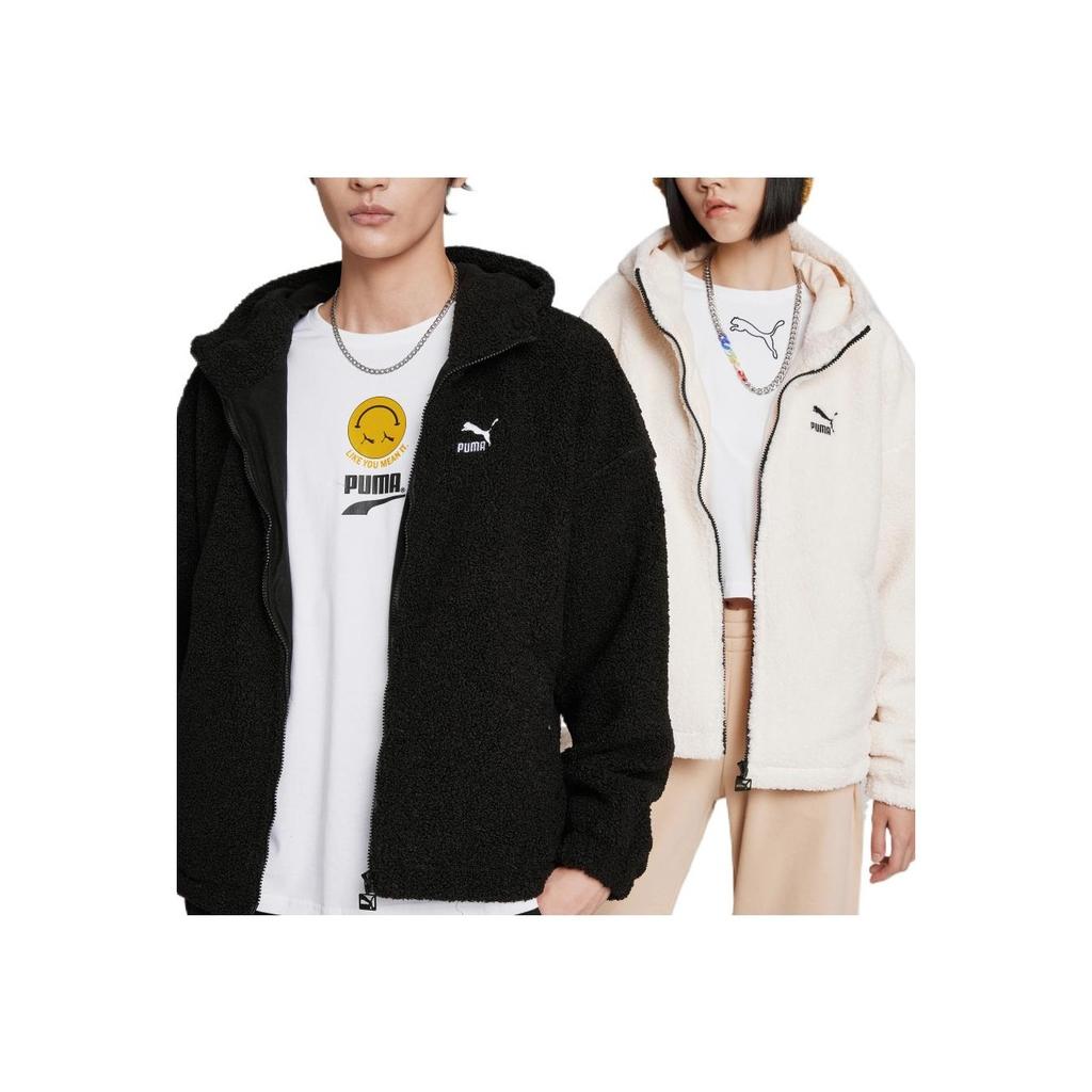 Puma FW22 Mikina s kapucňou na zips s flísovou podšívkou a potlačou loga na chrbte Unisex Vrchné oblečenie Čierna 539568-01