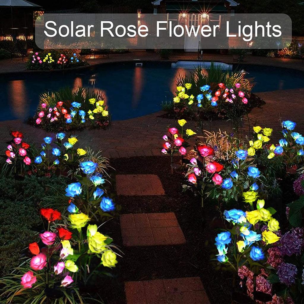 HeadeSolar Rose Light LED Garden Decoration Simulation Outdoor Waterproof Courtyard ParkGround Insertion Lawn Light