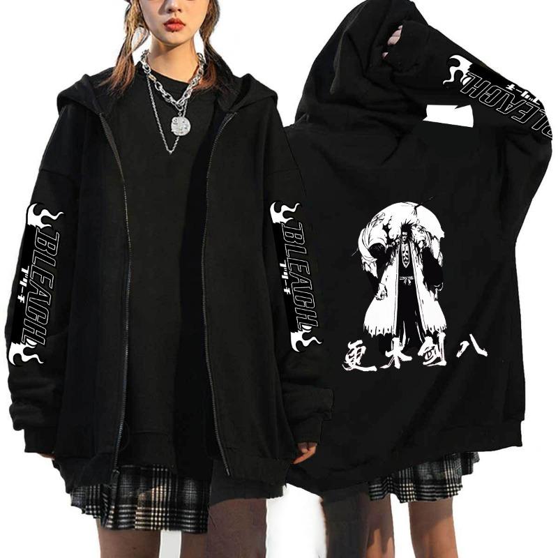 Japonské Anime Bleach Kurosaki Ichigo Potlačená Mikina s Kapucňou Pánska Dámska So Zipsom Ležérna Voľná Mikina Harajuku Unisex Bunda na Zips