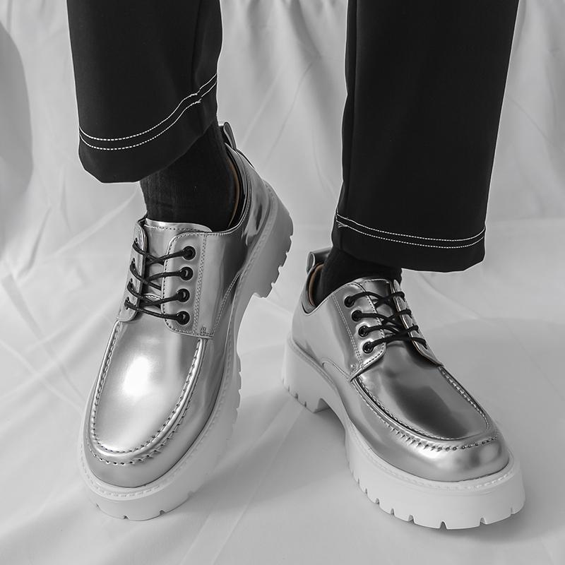 Fashion British Style Mens Leather Oxford Shoes Luxury Formal Business Wedding Dress Shoes Thick Bottom Anti-slip Wearable Casual Shoes
