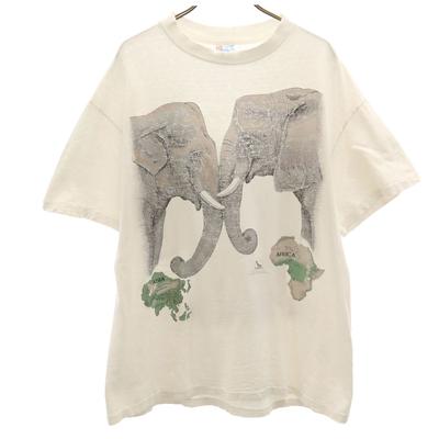 90s Made In USA Old Elephant Print Short Sleeve T-shirt Men's Used