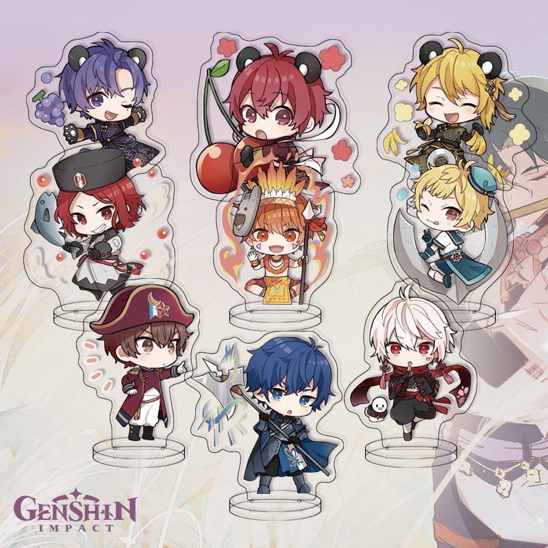 9Pcs/Set Acrylic Stand Model Wendi Tartaglia Hu Tao Yae Miko Raiden Shogun Figure Decoration Action Plate Toys