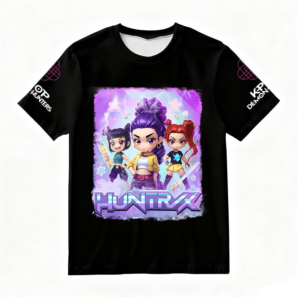 Women's KPop Demon Hunters Graphic T-Shirt Summer Fashion Streetwear with Cartoon Characters Print for Casual & Trendy Outfits