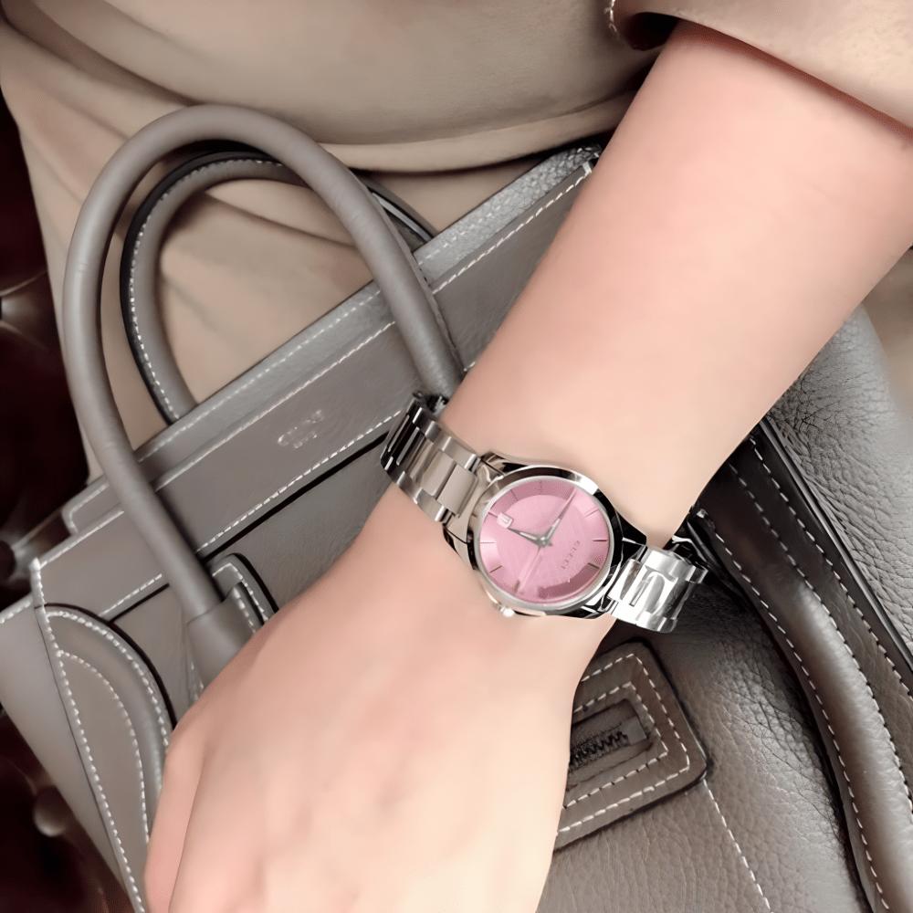 Gucci YA126524 G-Timeless Damenuhr mit rosa Zifferblatt