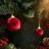 10/20Pcs Christmas Balls Velvet Xmas Tree Hanging Ornaments with Ribbon Weddings Birthdays Home Holiday Decoration