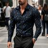 Men's Shirt with Polka Dot Print Long Sleeved Shirt, Outdoor Casual Style, Slim Fit Collar Shirt, Men's Casual Formal Top