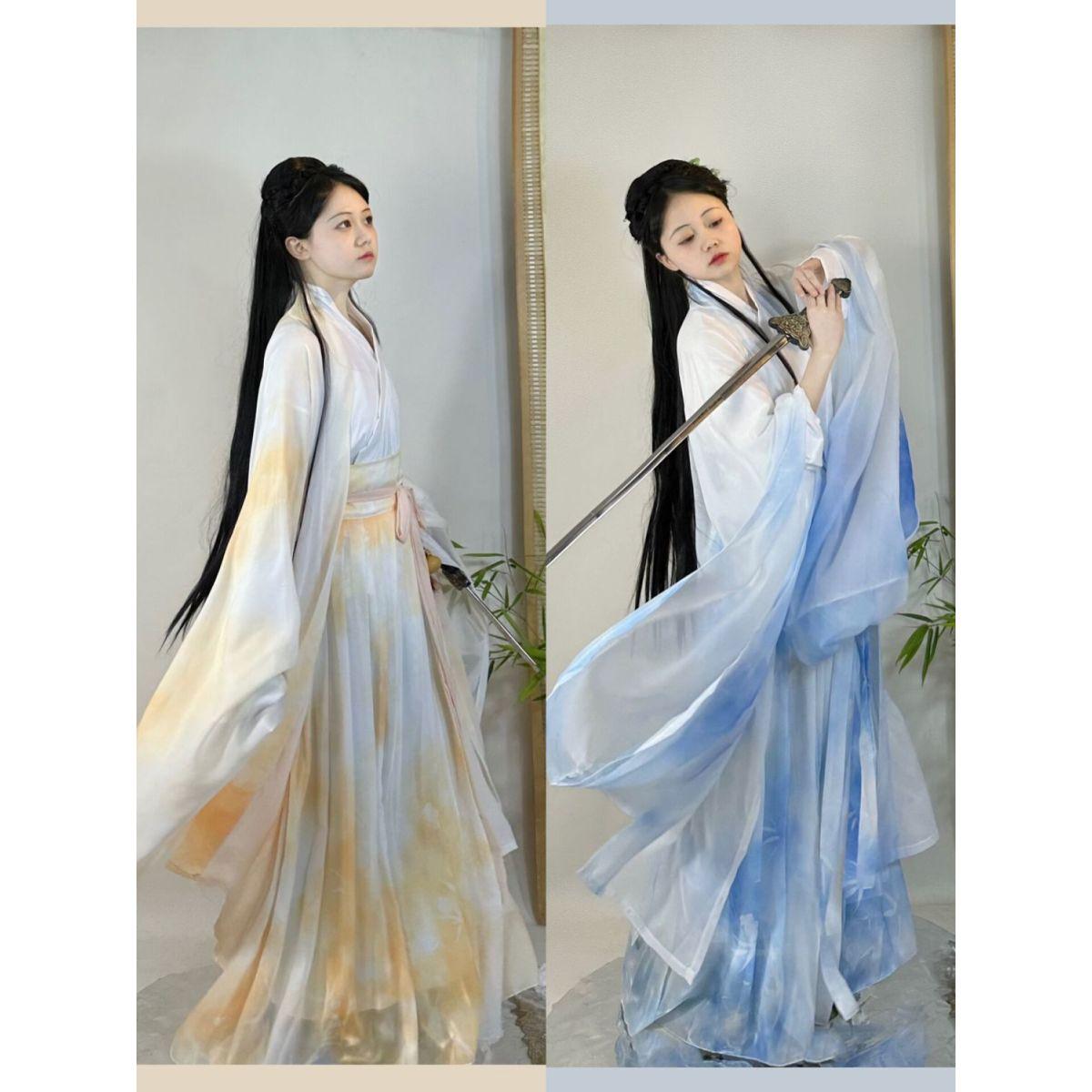 

Китайский стиль династии Вэй и Цзинь Hanfu для мужчин и женщин, повседневный костюм с большими рукавами и перекрестным воротником