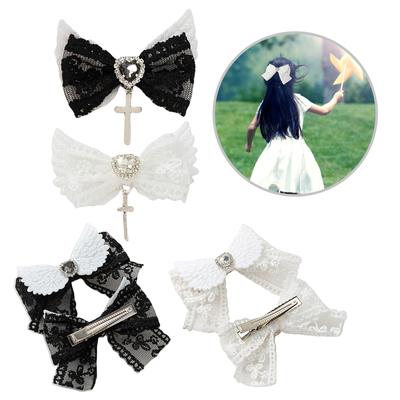 Flat Clip Hairpin Wing Studded Balletcore Headwear Bunches Clip Elegant Rhinestones Bowknot Hair Clip Photo Props