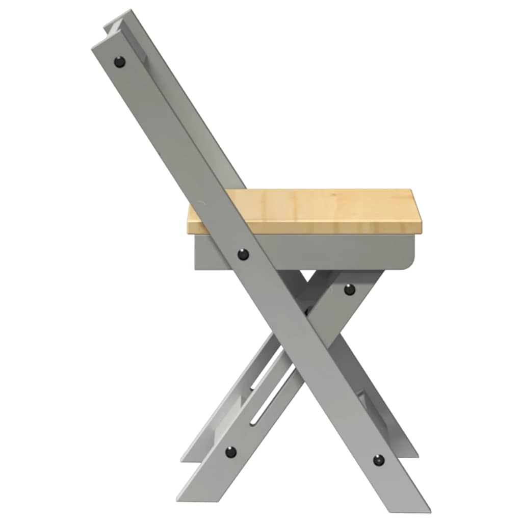vidaXL Klappstühle, 4 Stück, Modell „Corona“, graues Massivholz Kiefer