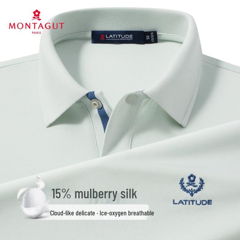 

MONTAGUT Men s Silk Blend Breathable Short Sleeve Polo Shirt 3XL