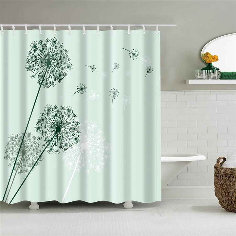 Flower Dandelion Red Rose Small Fresh Shower Curtains Bathroom Curtain Set Frabic Waterproof Polyester Bathroom Decor With Hooks