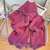 Purple, Ice Silk, Satin, Thin, Wide Leg Pants, Women's, Straight, Loose, Casual Pants