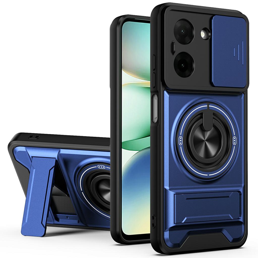 For Xiaomi Redmi A5 NFC (EU) (173.45mm) Magnetic Case Ring Holder Foldable Kickstand TPU PC Phone Cover with Camera Lens Slider