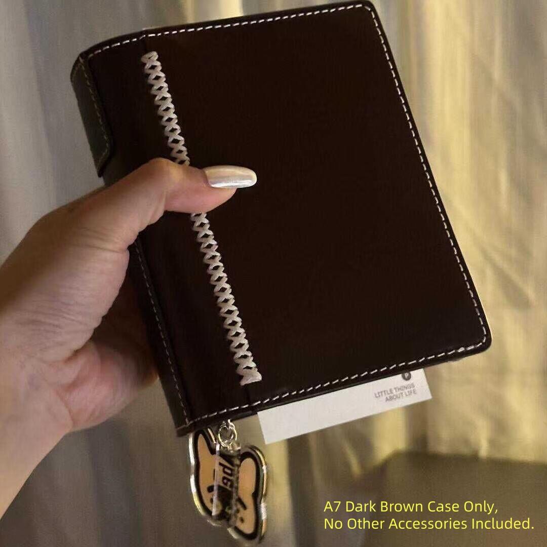 Double-Ring Notebook Vintage Vintage Leather Journal Portable Daily Planner Compact A7 Leather Binder Notebook For Daily Planner