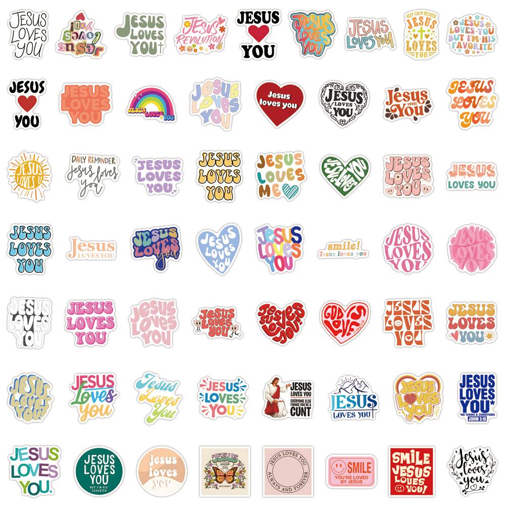 110 New Jesus Loves You Graffiti Stickers Decorate Notebook Suitcase Mobile Phone DIY Stickers