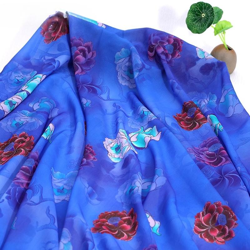 100x150cm 30D Printed Chiffon Ink Chinese Style Fabric Transparent for Sewing Skirt Gauze Scarf Clothing Fabric
