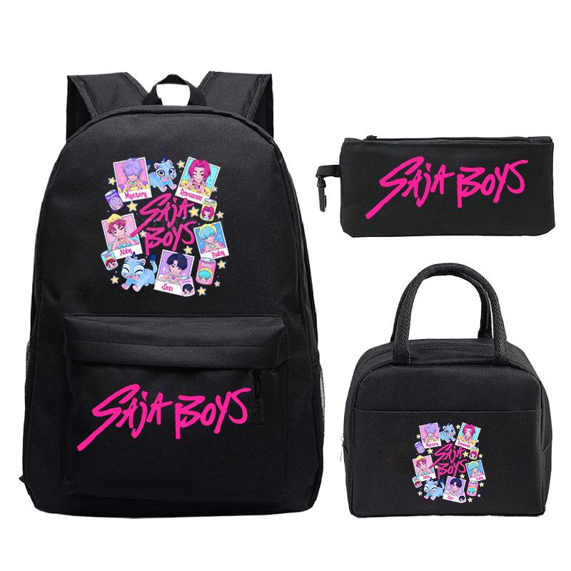 Demon Hunters Printed Children's Backpack Three-piece Campus Fashion Primary and Secondary School Students Large Capacity School Bag