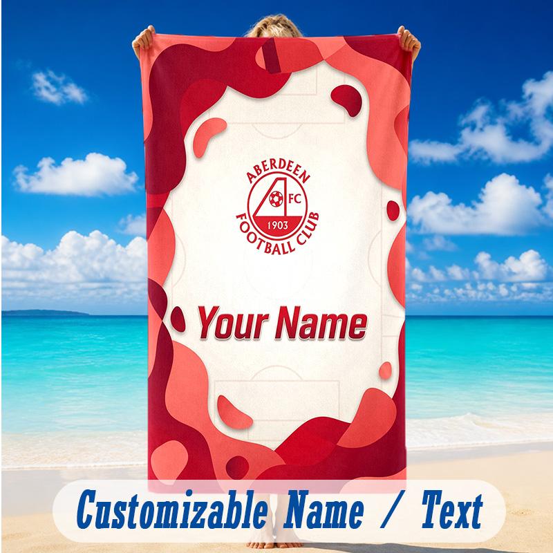 Beach Towel Custom Name Text, Quick Dry Large Towel For Beach HomeAberdeen FC