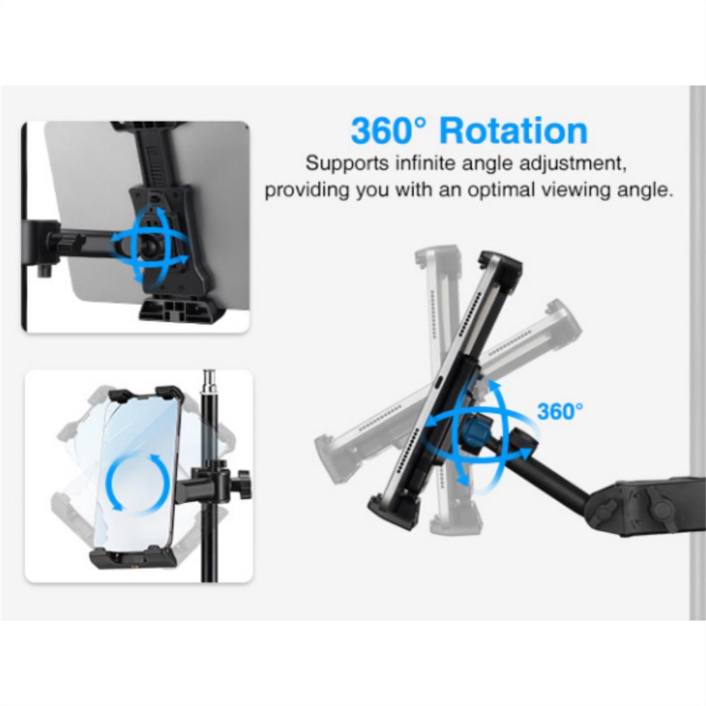 Adjustable Tablet Phone Stand Holder Clip w Magic Arm Super Clamp Tablet Holder for iPad iPhone 4.7-13.5Inch Tablets&Smartphones