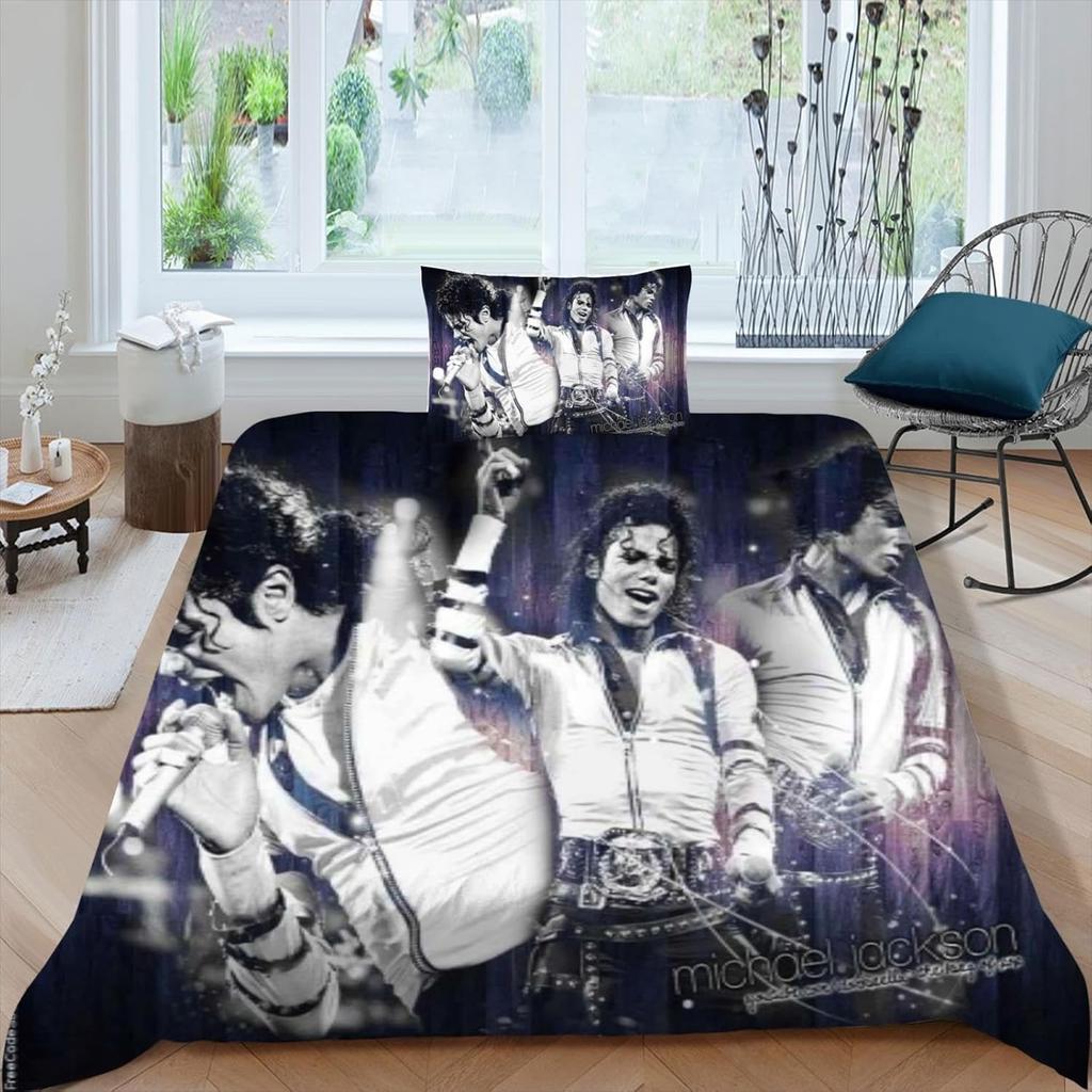Michael Jackson Duvet Cover Pillowcase Bedding Set Adult Boy Girl Bedroom Decoration Children Gift Single Double Size