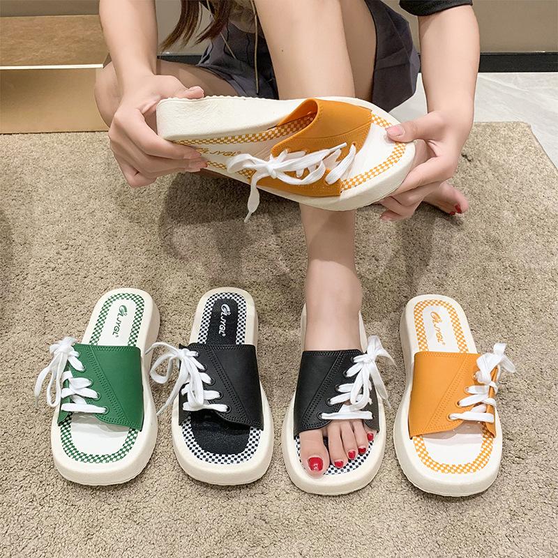 Slippers Summer Couple Men and Women One-word Drag Non-slip and Wear-resistant Korean Version of Fashion Drag