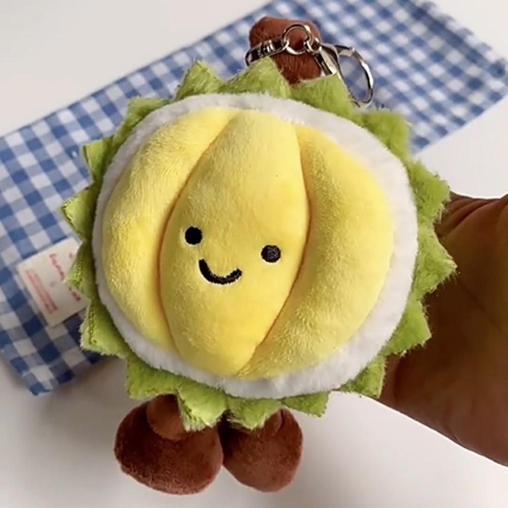 Fruit Doll Fruit Durian Plush Keychain Fluffy Soft Durian Plush Doll Pendant Cartoon Collection Durian Plush Toy Keychain